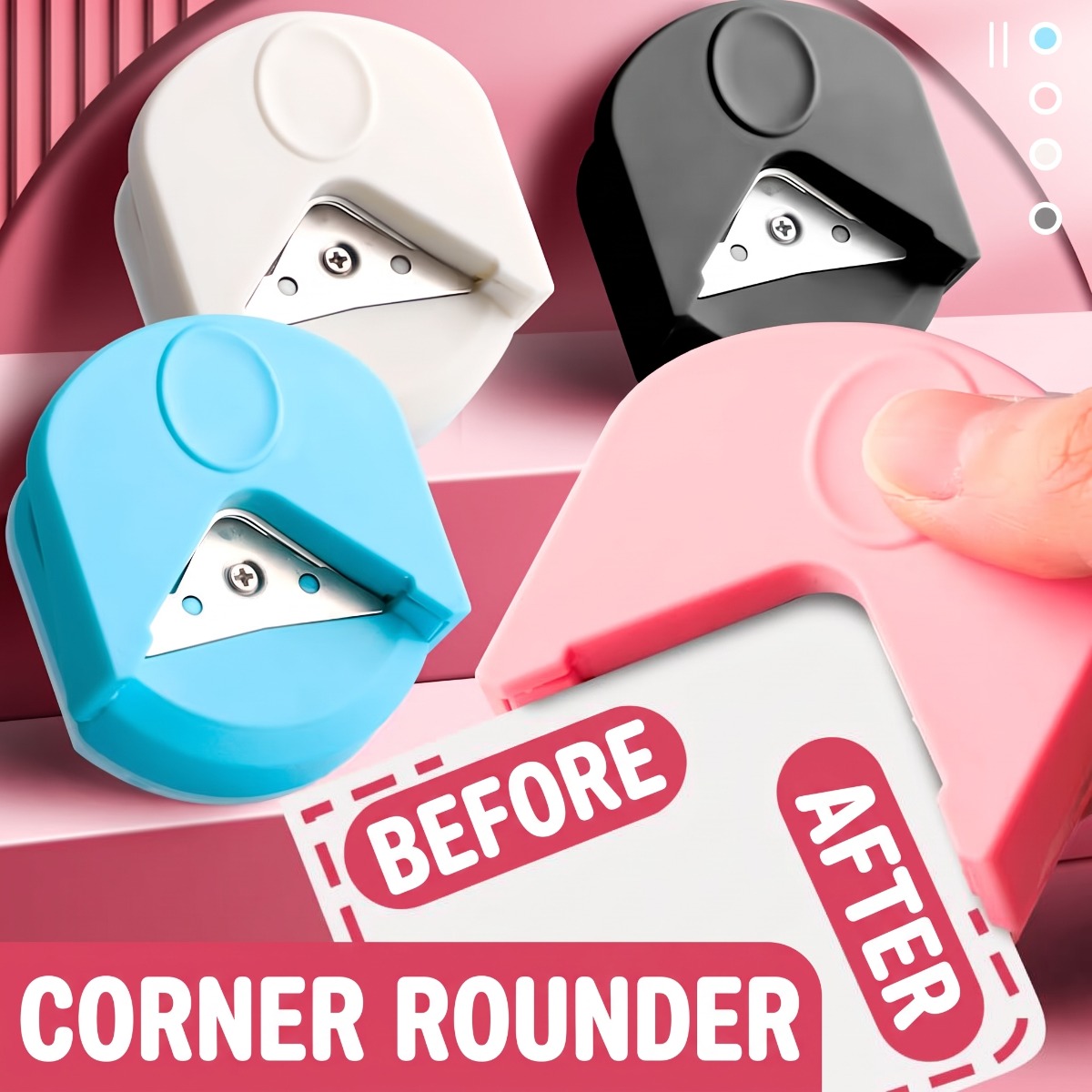 Embellishments For Scrapbooking - R4角丸切りパンチ、円形カッター、カードや写真、クラフト、オフィス、DIY、スクラップブッキング、紙の裁断、学校のプロジェクトに使えるボタン作成ツール。