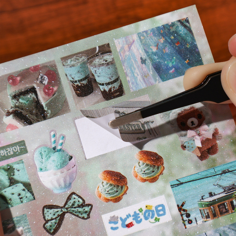 Embellishments For Scrapbooking - かわいい日本の食料品店をテーマにしたステッカーブック 30枚 DIY スクラップブッキング ハンドブック 装飾用ステッカー