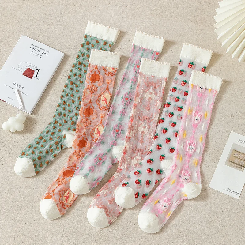 女性用の超薄型ソックス,透明なシルクのストッキング,長い,漫 - Crystal Mesh Fabric のレビューと価格