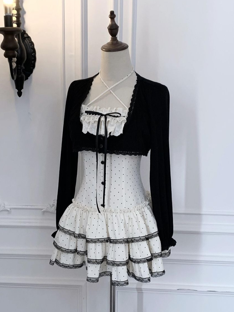 コケットスウィート韓国風スクエアネックキャミソールドレスセッ - Elastic Lace Trim のレビューと価格