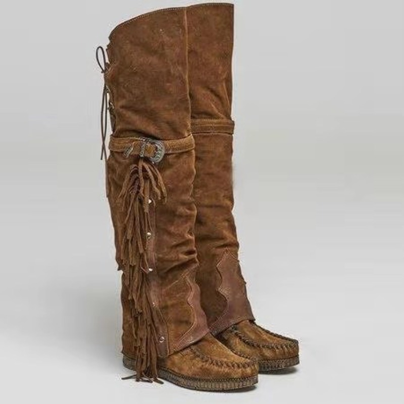 2026年新作 レディース ニーハイ フリンジタッセルブーツ - Tassel Fringe Trim のレビューと価格